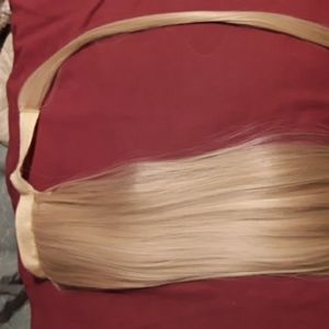 Light ash/ platinum blonde wrap around ponytail extension